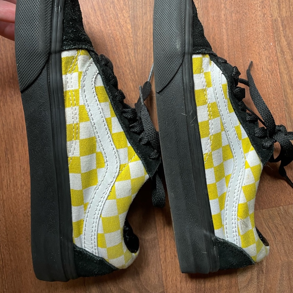Youth Boys Girls Kids 5.5 Yellow White Checkered Check VANS Sneakers‎ Shoes - Picture 2 of 8